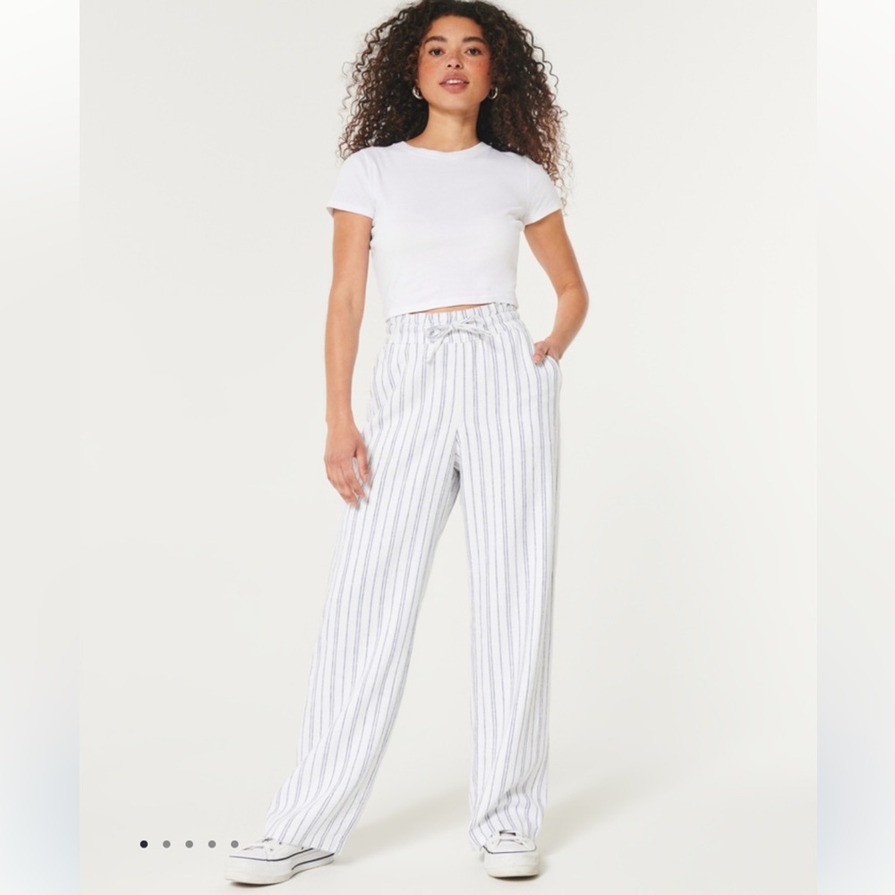 NWT New Hollister white stripe linen pants in XL tall